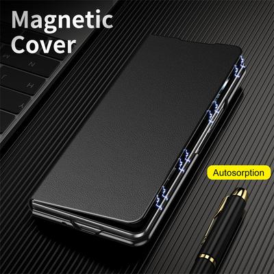 Delicate Leather Magnetic Protect Cover For Samsung Z Fold8 Ultra Adjustable Alloy Stand Holder Case for Galaxy Z Fold 8 7 6 5 4