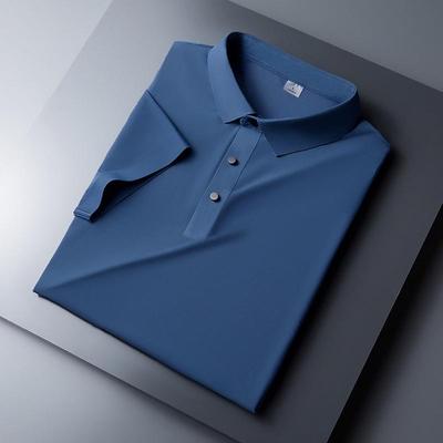 Men's Seamless Ice Silk Polo - Short Sleeve Business Shirt with Turn-Down Collar for Summer.