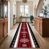Christmas Snowflake Buffalo Plaid Runner Rug, Non-Slip Festive Floor Mat for Hallway, Entryway Holiday Decor