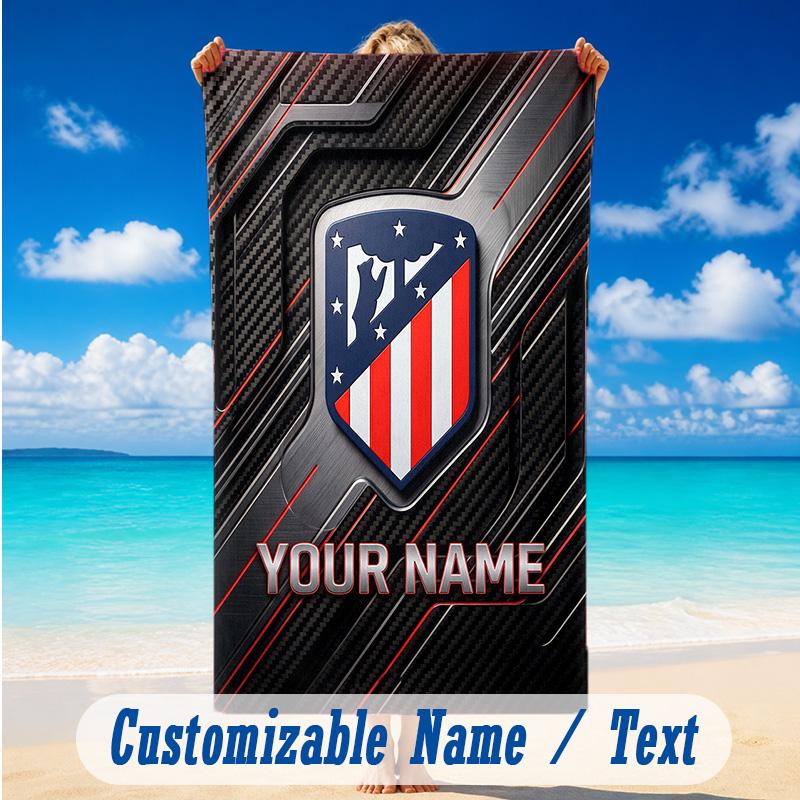 Beach Towel Custom Name Text, Quick Dry Large Towel For Beach HomeAtletico Madrid