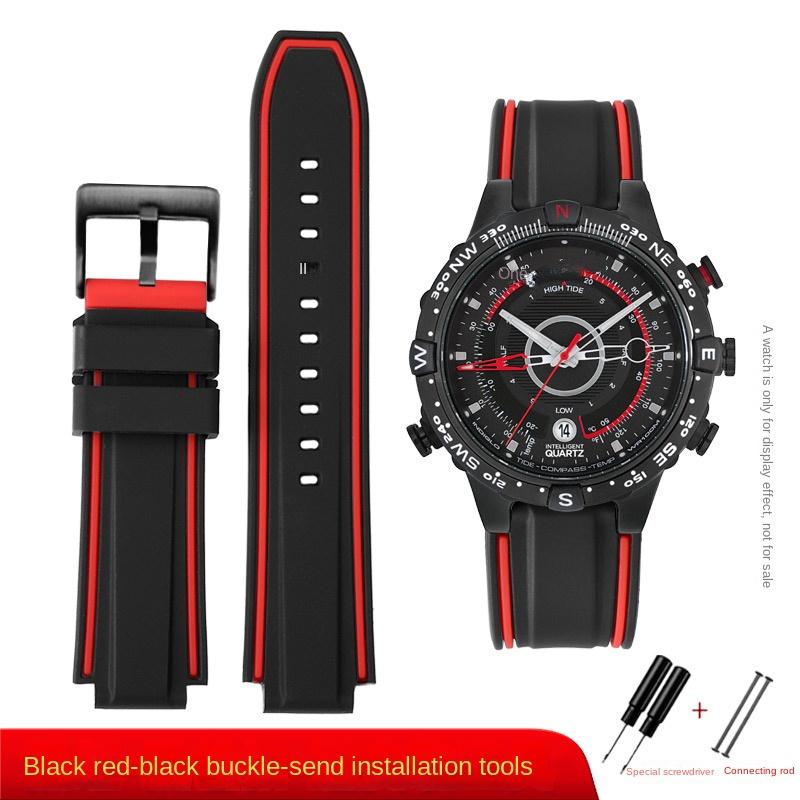 For Timex E-tide Compass Wrist Band T2N739 T2N720 T2N721 Convex Mouth 16mm Strap Waterproof Silicone Men's Watchband Bracelet