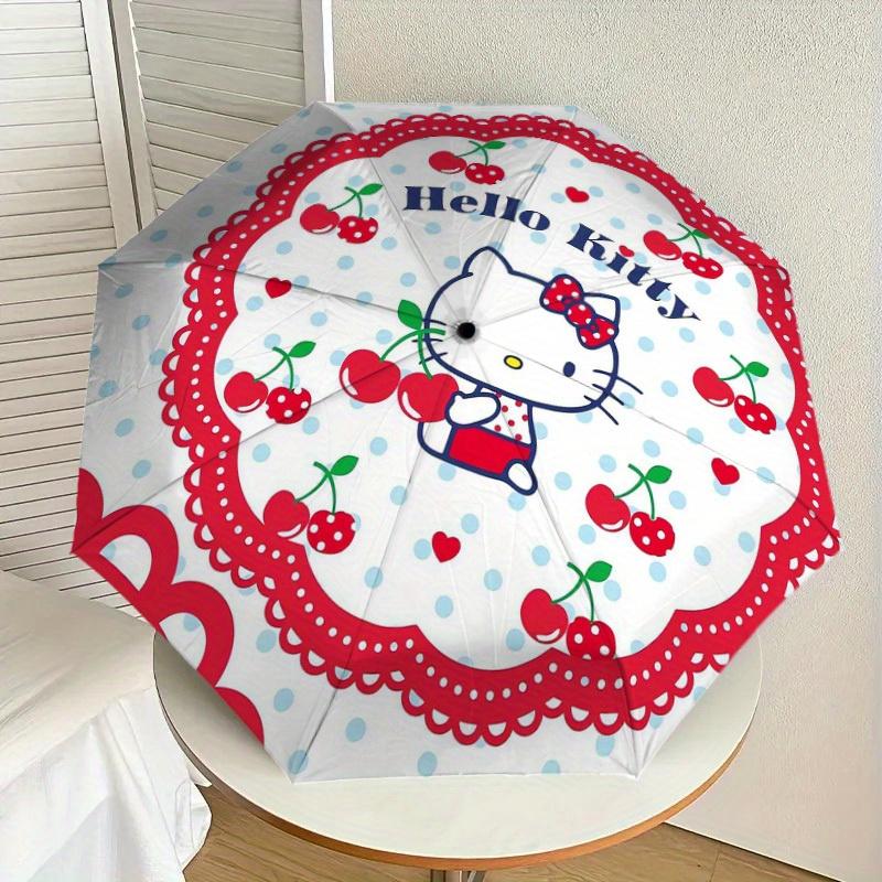 1pc Hello Kitty Cherry Theme Umbrella with Plastic Handle,Suitable for All Seasons Home Travel Outdoor UmbrellaSanlio571