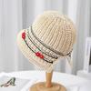 Summer Women Straw Bucket Hat Cute Cherry  Breathable Panama Fisherman Hats Outdoor Travel Beach Female Sunscreen Cap
