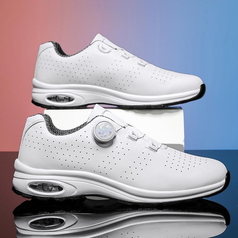 Golf Shoes Air Cushion Men Sports Running Shoes Breathable Lightweight Comfortable Athletic Nonskid Rotating Button Sneakers
