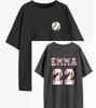 EMMA 22 Spring/Summer New Round Neck Baseball Print Short Sleeve Loose T-shirt for Women