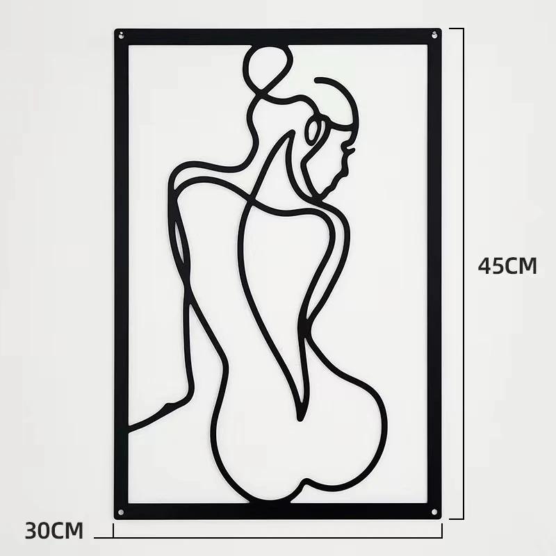 Modern Simple Abstract Female Line Decoration Background Wall Living Room Wall Decoration Hanging Painting Metal Material