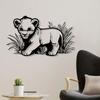 1pc Lion Cub Metal Wall Art, Safari Theme Gift for Kids Room, Weather Resistant Garden Fence Decor, Wild Animal Statue Mural