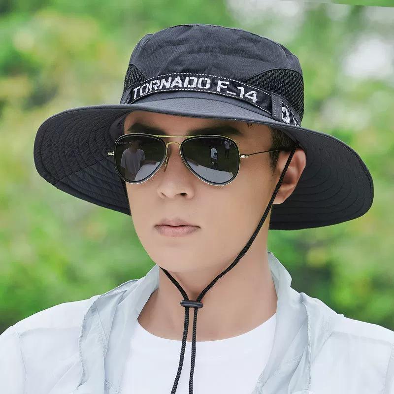 Spring and Summer New Men's Cm Sun Hat Bucket Hat Outdoor Sun Protection Hat Breathable Big Eaves Hat Climbing Hat Fishing