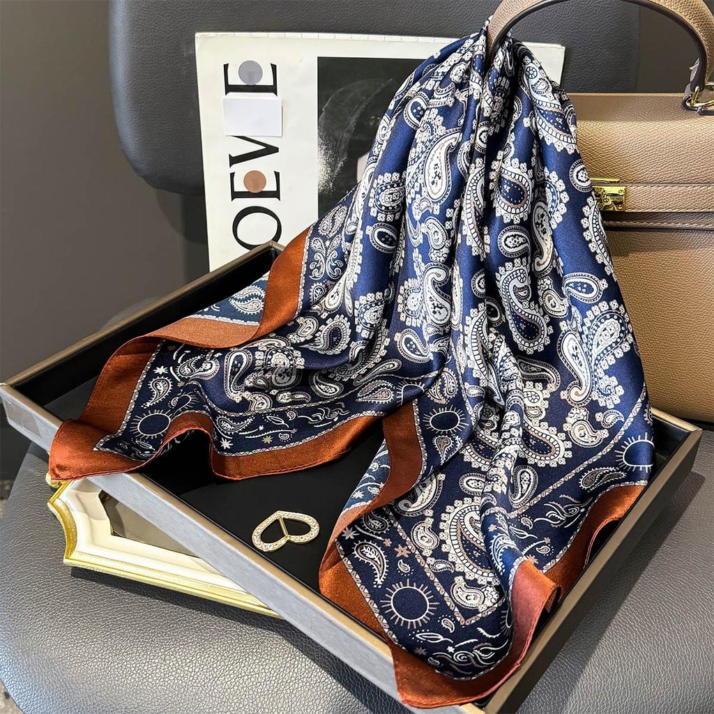 Polka Dot Printed Silk Scarf Women Simulated Silk Elegant And Versatile Headwear Bag Accessories Clothing Square Scarf