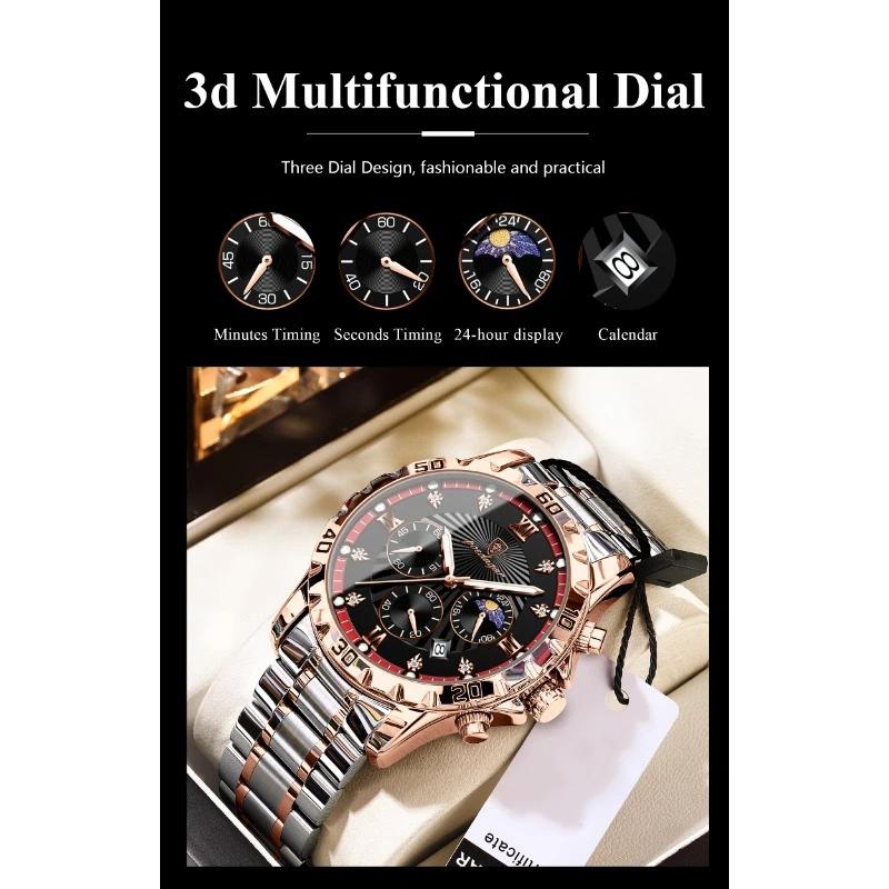 POEDAGAR Luxury Military Watch For Men Waterproof Luminous Chronograph Date Wristwatch Stainless Steel Quartz Watches