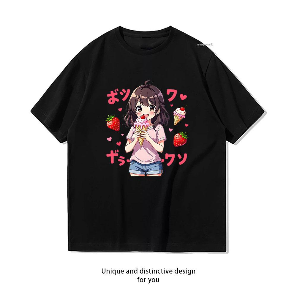 

Girl with ice cream tshirt Women Unisex Casual cotton graphic t shirts Adult streetwear camisetas tops tee Shortsleev 4XL