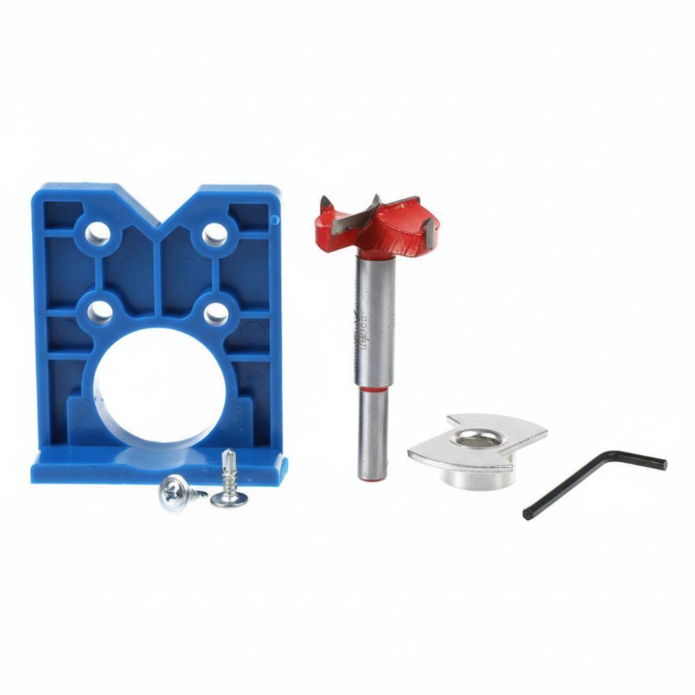 35mm Concealed Hinge Jig Woodworking Cabinet Door Hinge Drill Guide Drill Bits Hole Cutter Jig Kit for Cabinet Door Installation