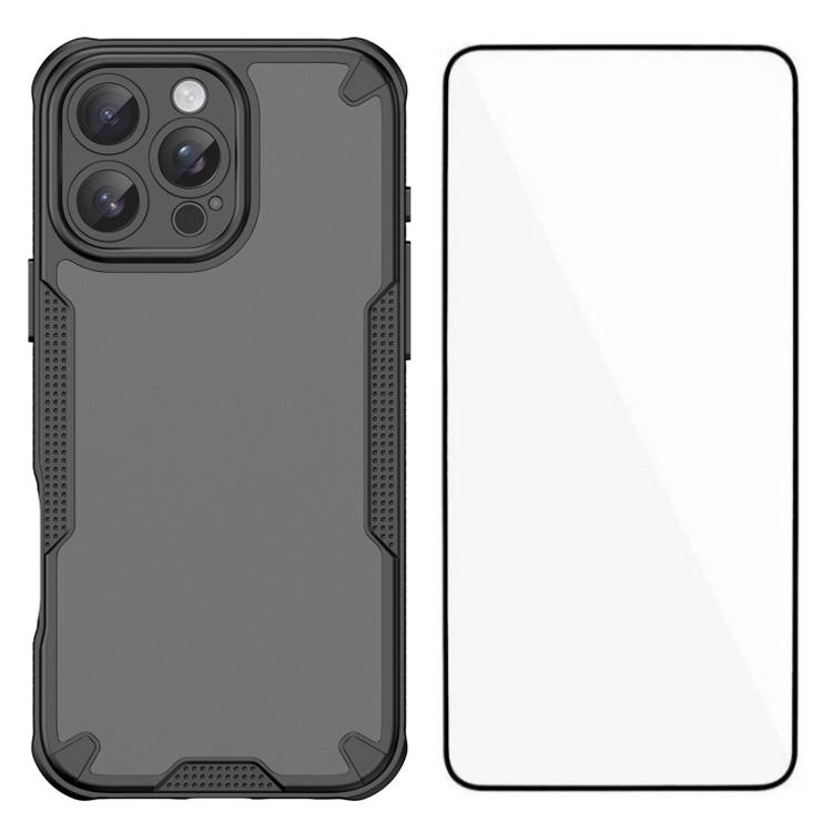 

WANLONFENG MFFJ Series For iPhone 16 Pro Max Case Anti Drop TPU Phone Back Cover with Screen Film Black