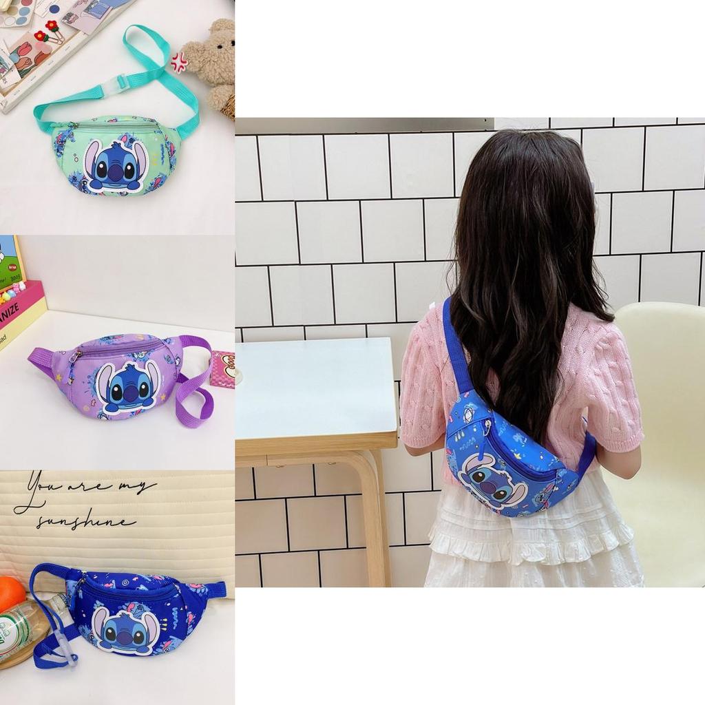Lilo Stitch Cartoon Kids Waist Bag With Breathable Nylon For Daily Use