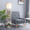 Floor Lamp with Shelves, Standing Light, Wood, 26 x 26 x 160 cm, for Living Room/Bedroom (Without Bulb)