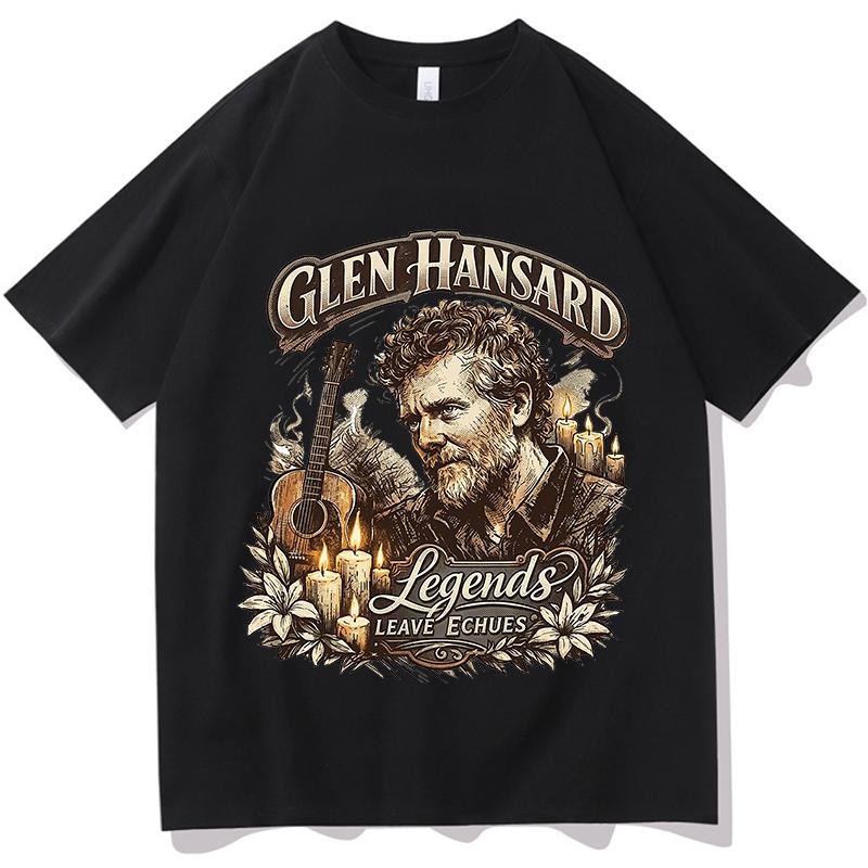 Glen Hansard Print Tshirts Unisexs Unisex Vintage Tee Student Fashion Design Vacation Tops Unisex Casual Aesthetic Tops Clothes