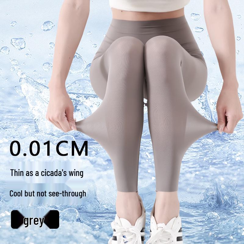 Ultra-Thin Seamless High Waist Tummy Control Ice Silk Yoga Pants with Sun Protection for Women - Summer Collection