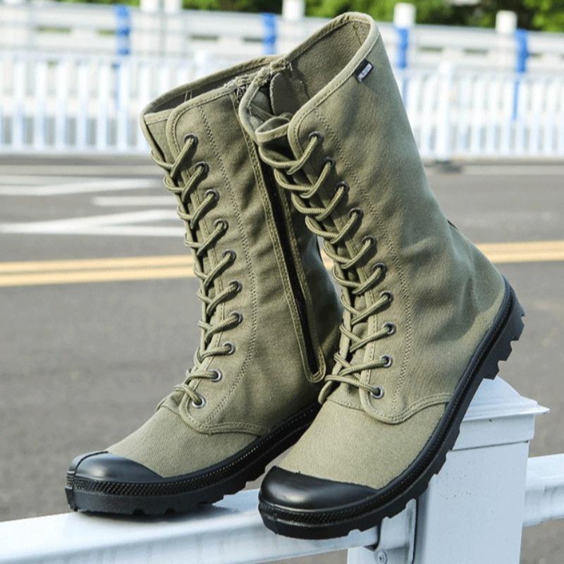 Men's High Top Boots Fashion Casual Canvas Boots Outdoor Non-slip Hiking Boots for Men Lace Up Casual Ankle Boot Botas Masculina
