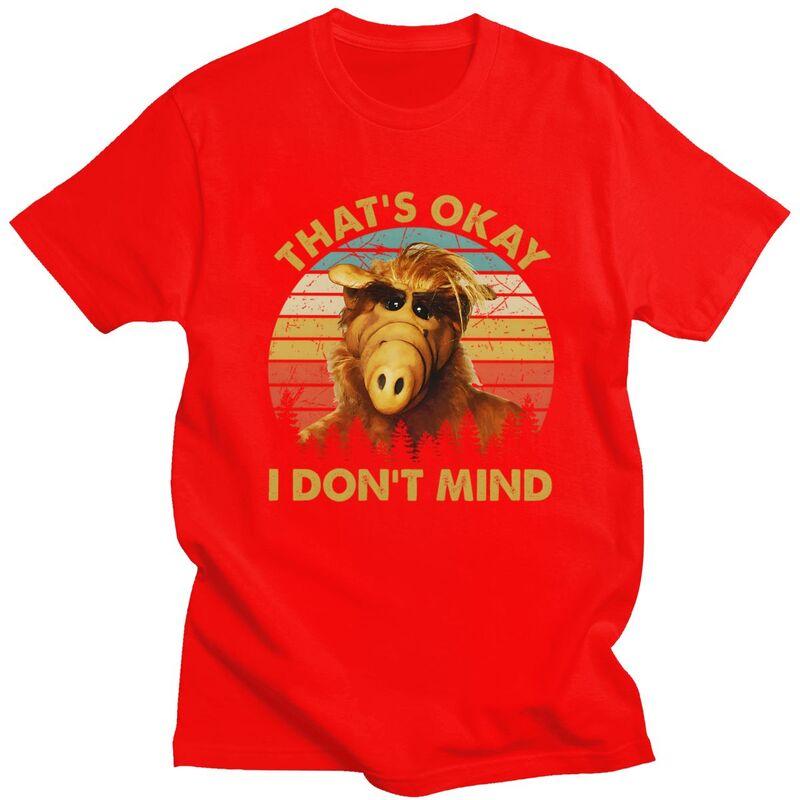 Custom Alf Thats Okay I Dont Mind T Shirt Men Pure Cotton Tshirt Casual Alien Life Form Tee Tops Fashion Tshirts S