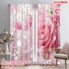 2pcs,2D Plane Printing Curtains&Window Treatment Crystal Roseburst Polyester Easy Install (without Rod) Home Decor Perfect for