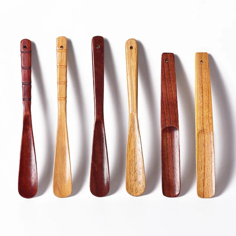 Solid Wood Shoe Horn 16-40cm Short Handle for Elderly Pregnant Women Shoe Spatula Home Hotel Comfortable Slip-On Spoon-Shaped