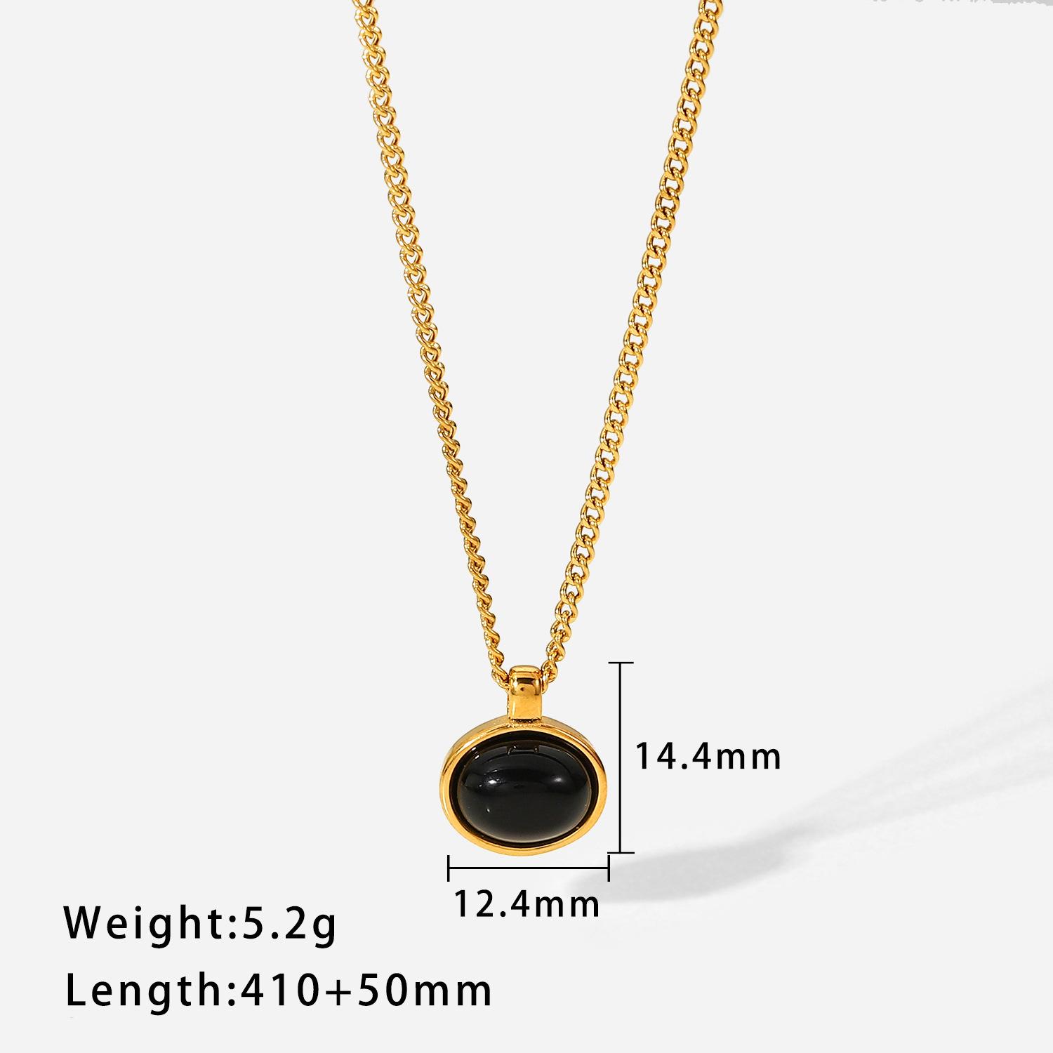 

Новое модное ожерелье с овальным камнем тигровый глаз, черным агатом, зеленым агатом, титановой сталью, покрытой золотом 18 карат