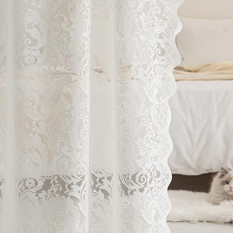 Vintage Französischer Phönixschwanz-Spitzenvorhang für Wohnzimmer, Küche, Schlafzimmer – Nicht-transparenter Fensterschutz & Trennwand-Dekoration