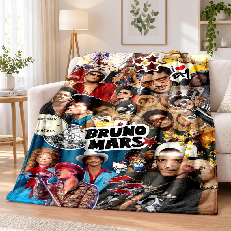 Bruno Mars Flannel Throw Blanket Soft Warm Cozy For Sofa Bed Indoor Home Bedroom Use