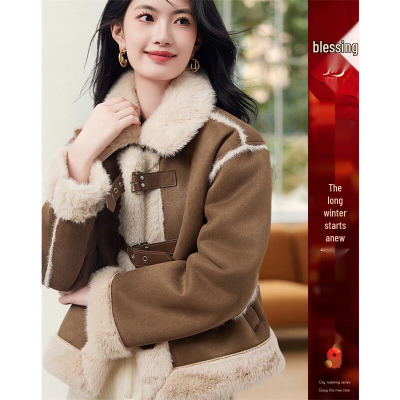 

Women s Faux Fur & Suede Winter Coat L