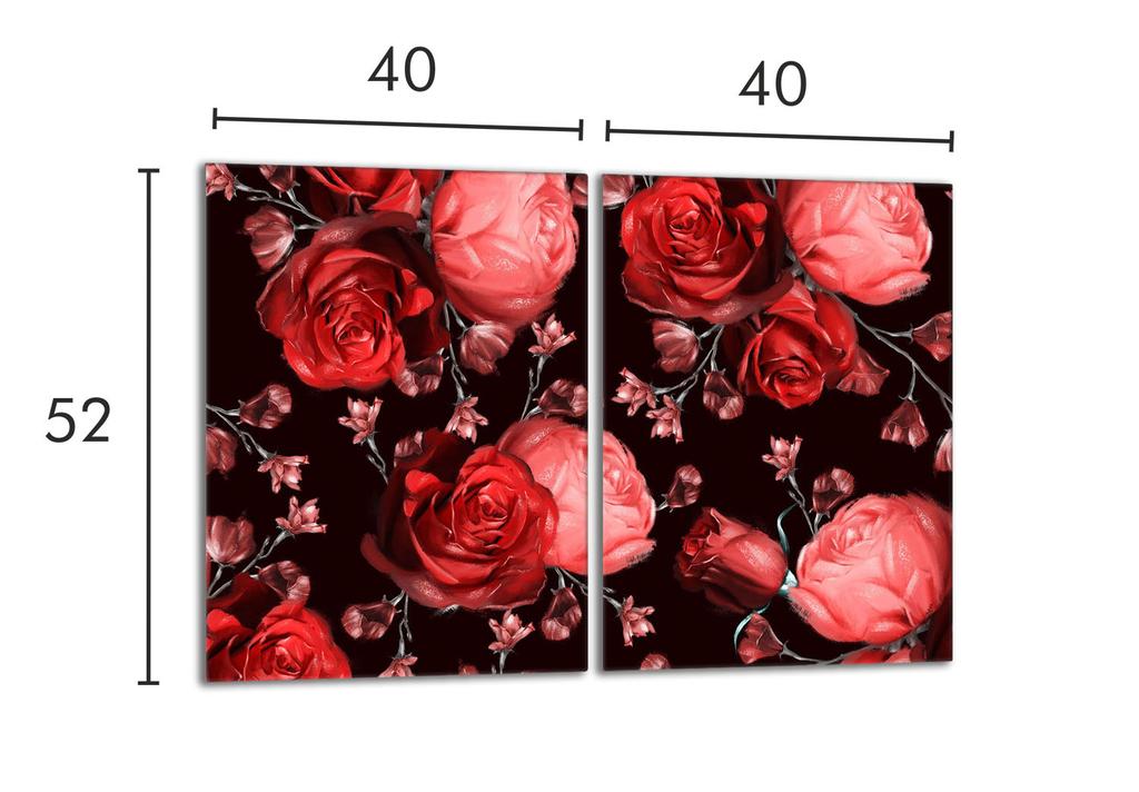 Glass Stovetop Protector 2x40x52 Roses