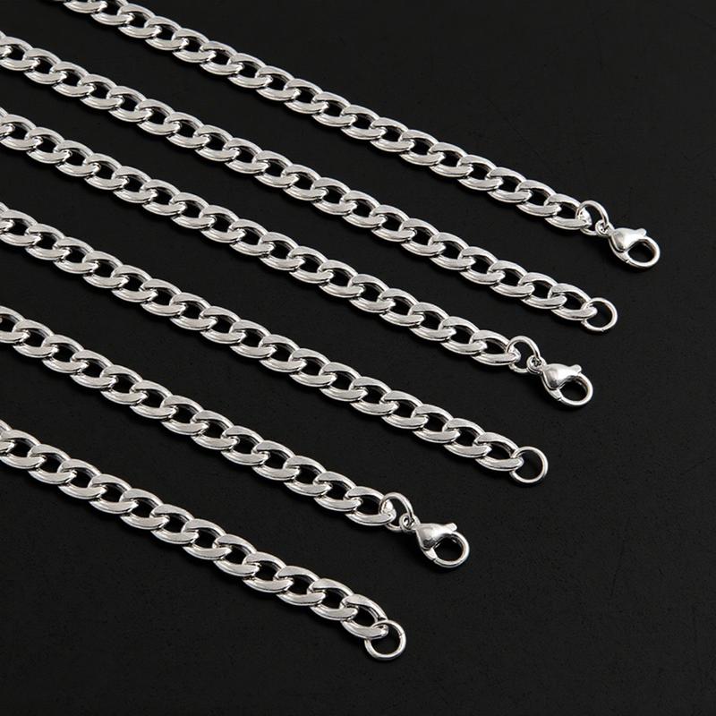 

No Fade Wide Stainless Steel Cuban Chain Necklaces For Women Men Accessories Metal Link Chains On The Neck Decor Choker Collares 45cm