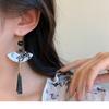 Haken-Piercing Ohrringe im chinesischen Stil Blatt Übertriebene Lange Ohrringe Fächerförmige Hängeohrringe Damen