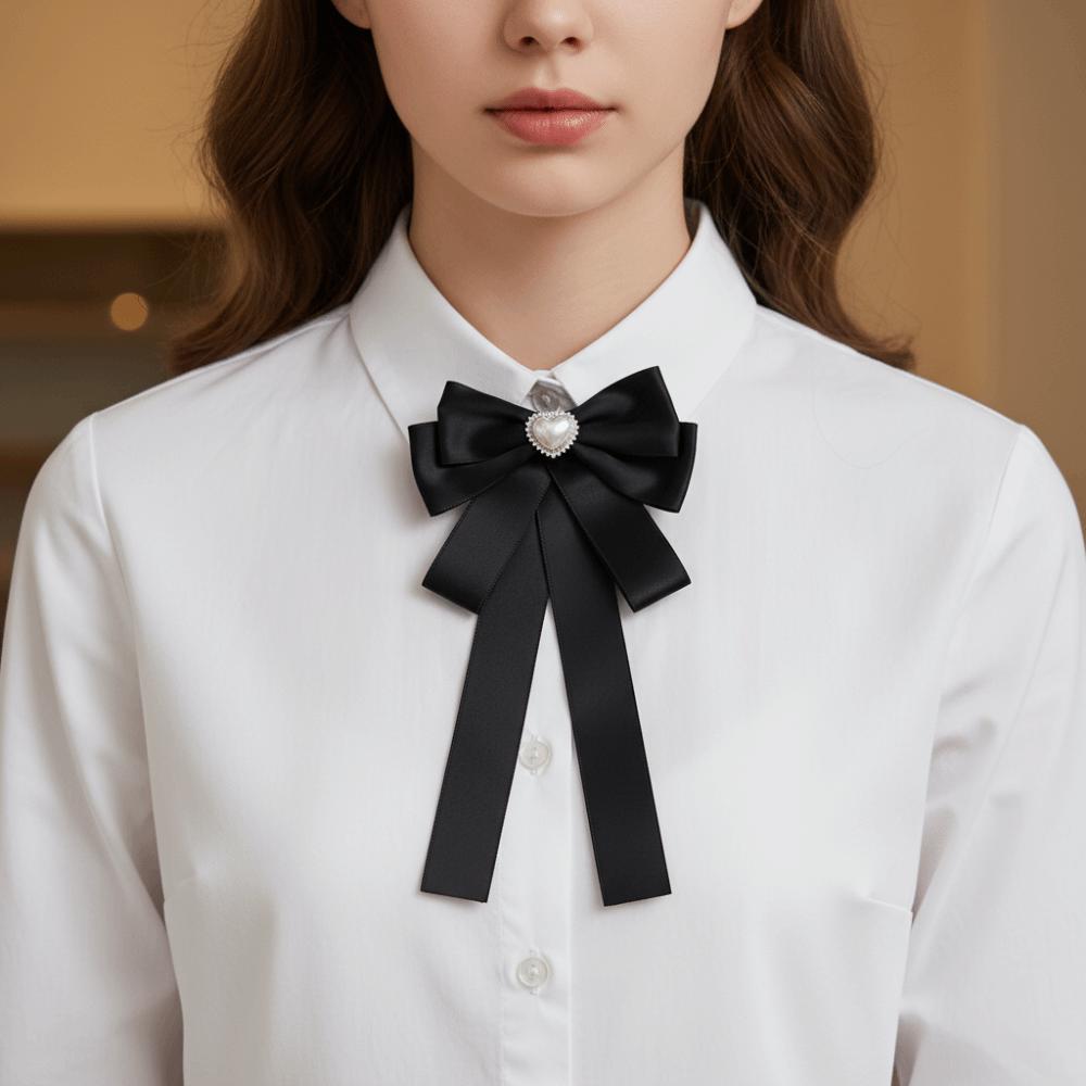 Black Memorial Black Bow Brooch Fabric Bowknot Bowtie Necktie New Shirt Collar Pins  Women