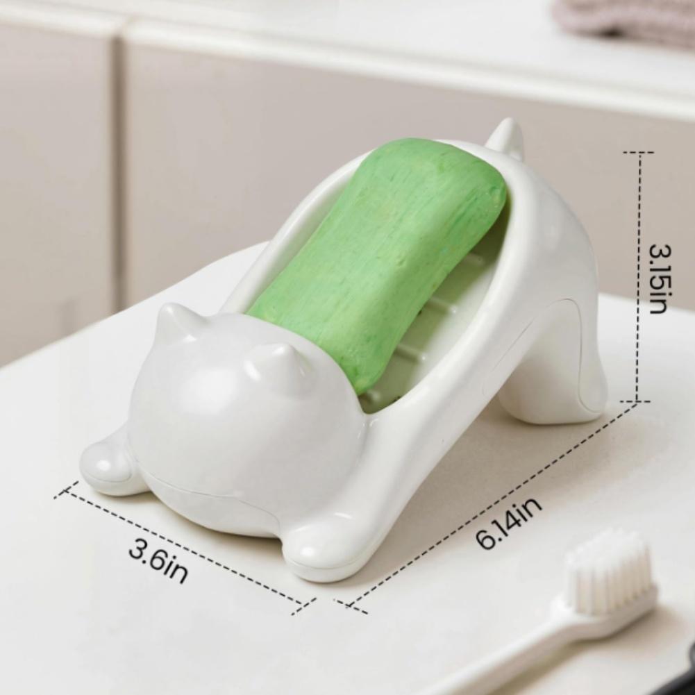 Cat-Shaped Soap Dish Drainage Soap Tray Non-Slip Holder