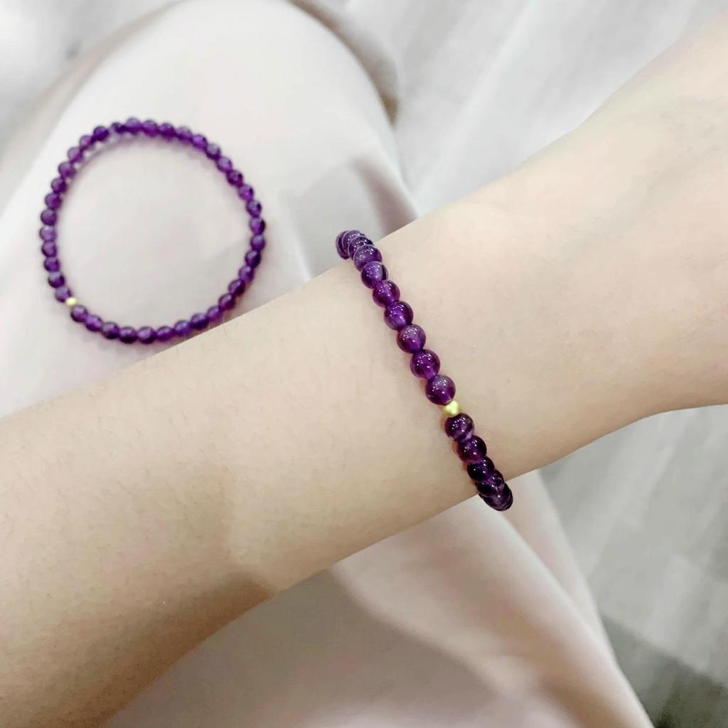 Stylish Purple Single-Circle Beaded Bracelet for Men and Women - Versatile and Lucky Jewelry Accessory