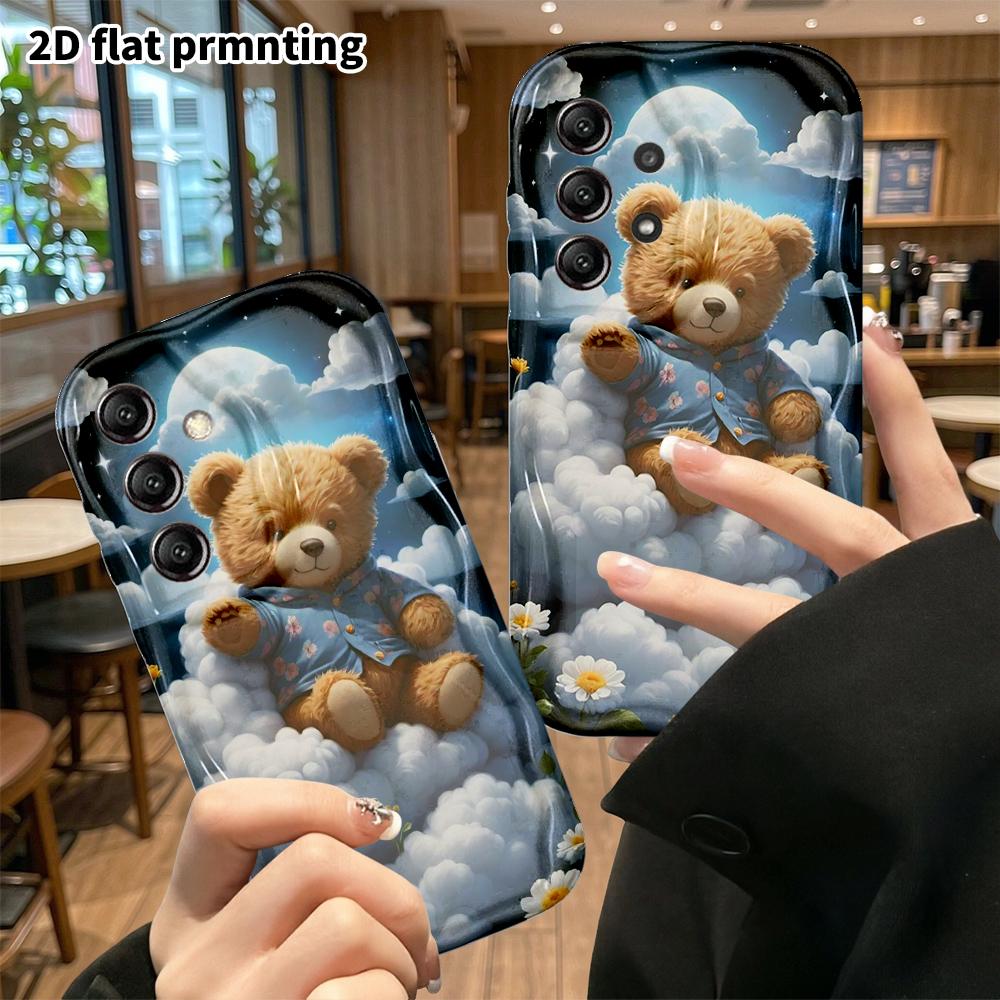 Phone case: 2D flat, suitable for Samsung Galaxy A34 A35 M05 M06 S20 S22 S21 FE Plus 5G protective case, brown teddy bear, perfect Christmas and Hallo