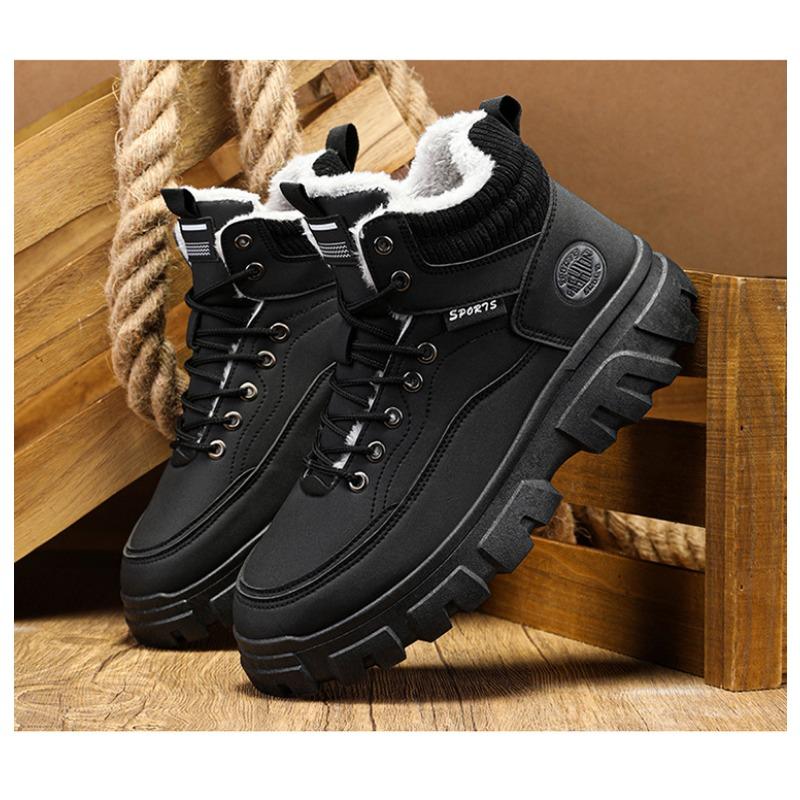 Men Winter Warm Fleece Lined Thick Sole High Top Casual Work Boots