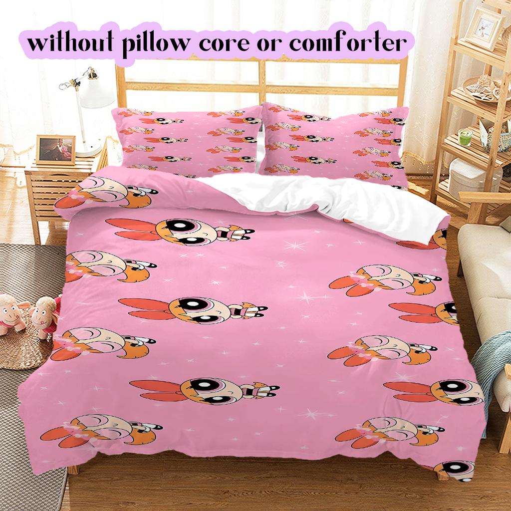 Cartoon characters Pattern Bedding Quilt Set Quilt Cover Pillowcase Home Decoration Birthday Gift (1 * duvet cover + 2 * pillowcase, without core)