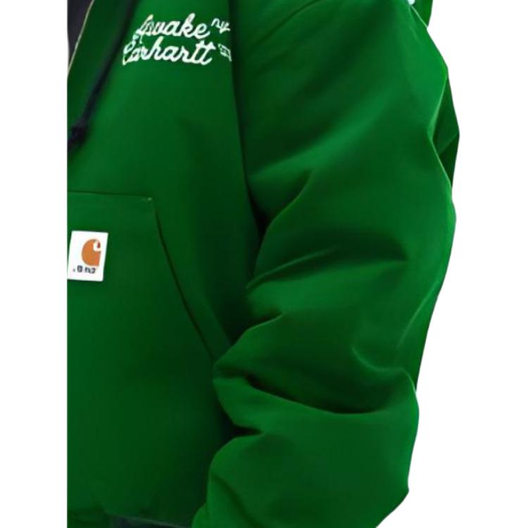 Carhartt WIP X Awake NY Collaboration SS23 Front Letter Print Open Design Hooded Drawstring Jacket Unisex Jacket Green I031717-1CF-02