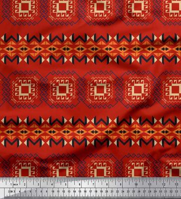 Japan Crepe Satin Fabric Geometric African Print Fabric by the Metre 42 Inch