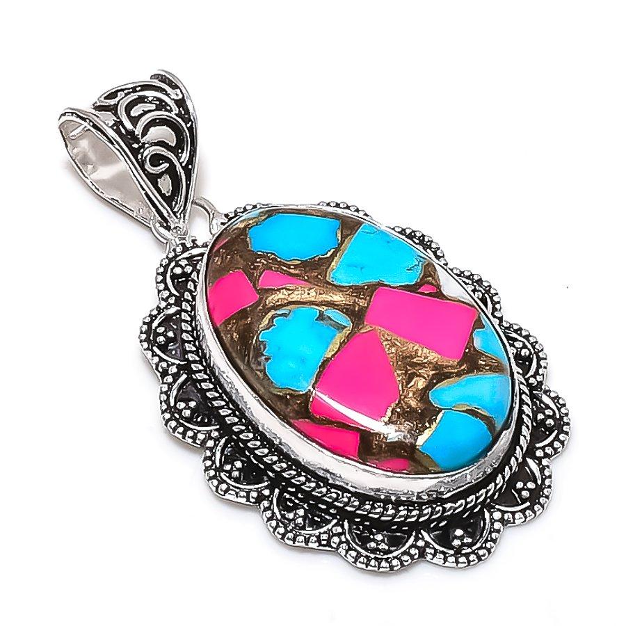 

Natural Cotton Candy Turquoise 925 Sterling Silver Jewelry Pendant 2.17 ETC-14022