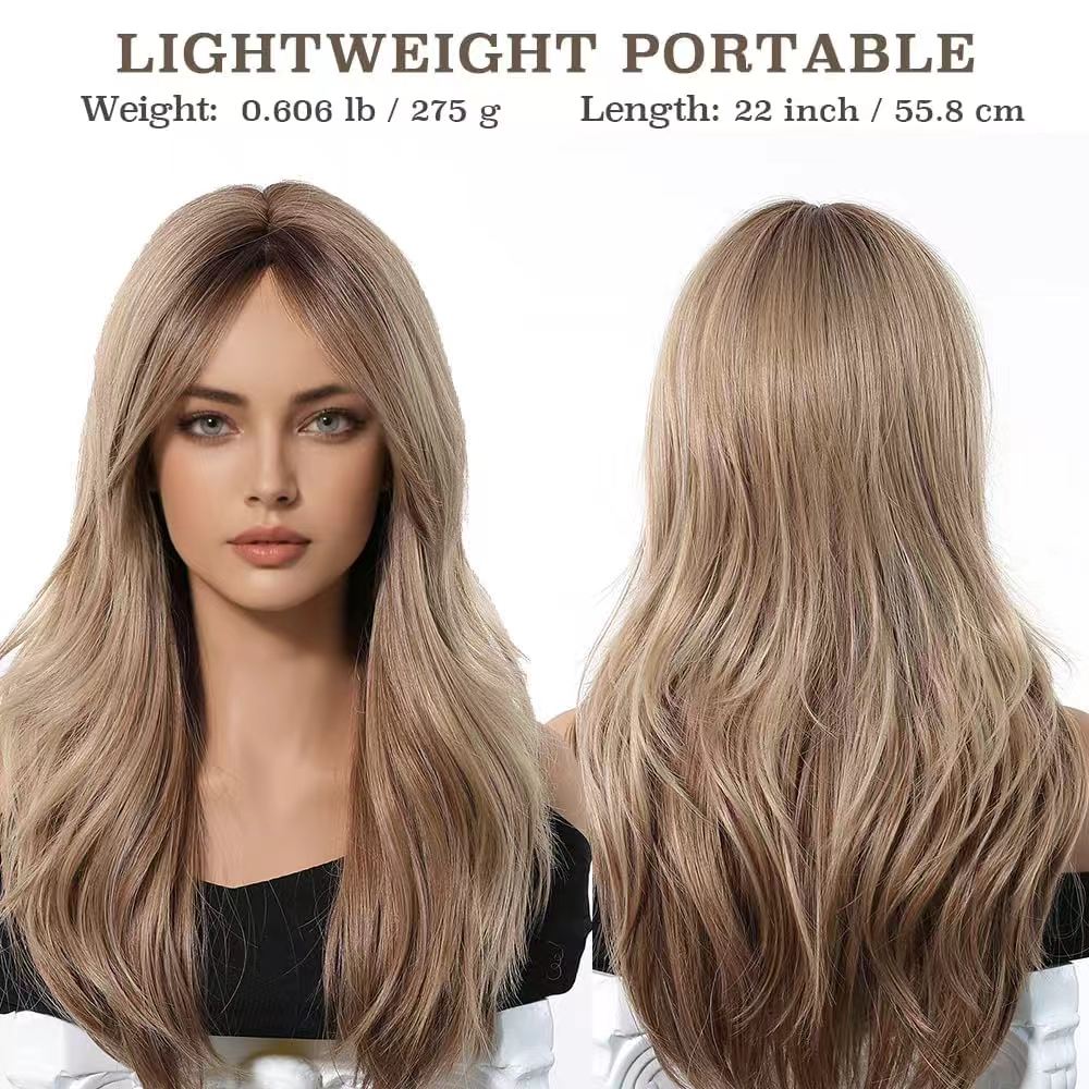 20 Inch Long Layered Cut Wigs for Women, Gorgeous Fluffy Wigs, Synthetic Full Machine Wigs for Party, Daily Use, Synthetic Fiber Wig