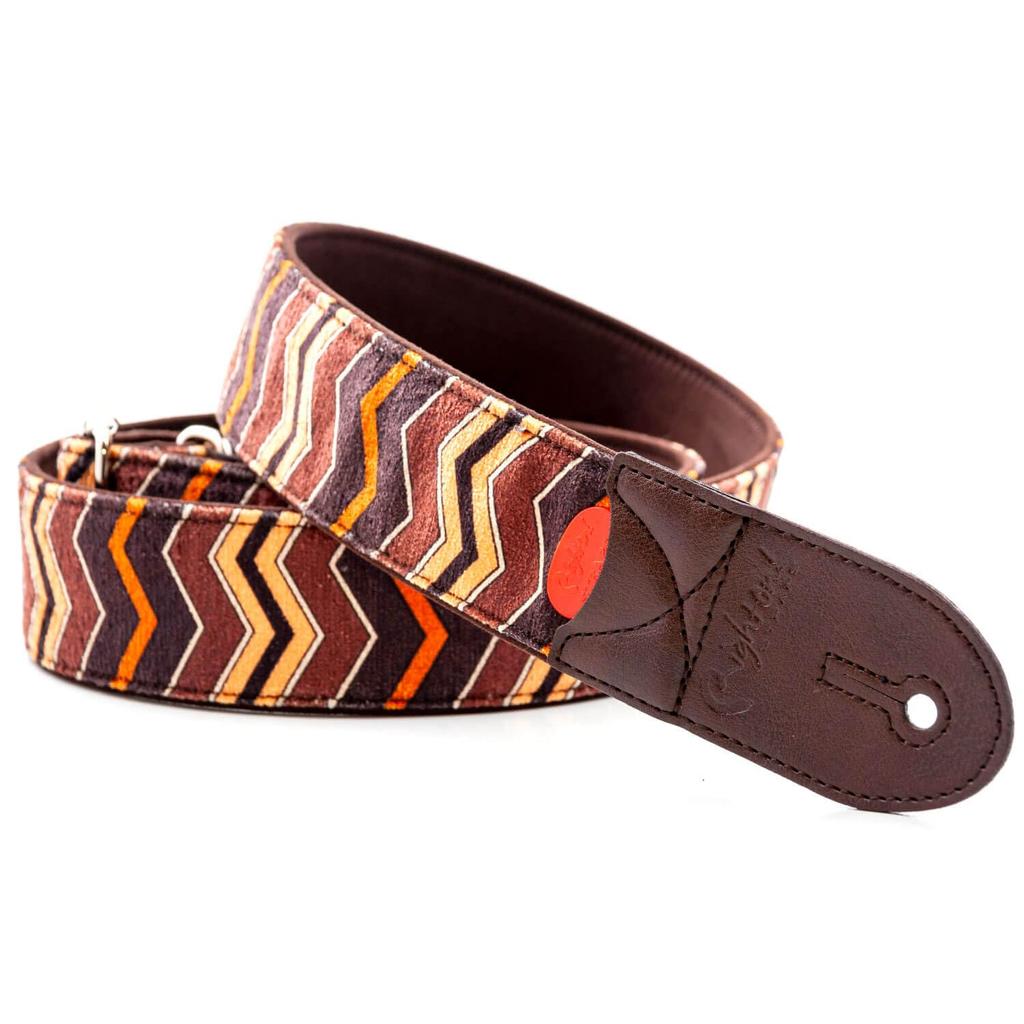 Straps 5cm ZIGGY BROWN RightOn! Guitar/Bass Strap, Wide, 80-145cm,