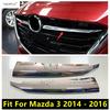 Car Front Middle Grille Grill Strip Decoration Molding Cover Trim ABS Chrome Accessories Exterior Kit For Mazda 3 2014 2015 2016