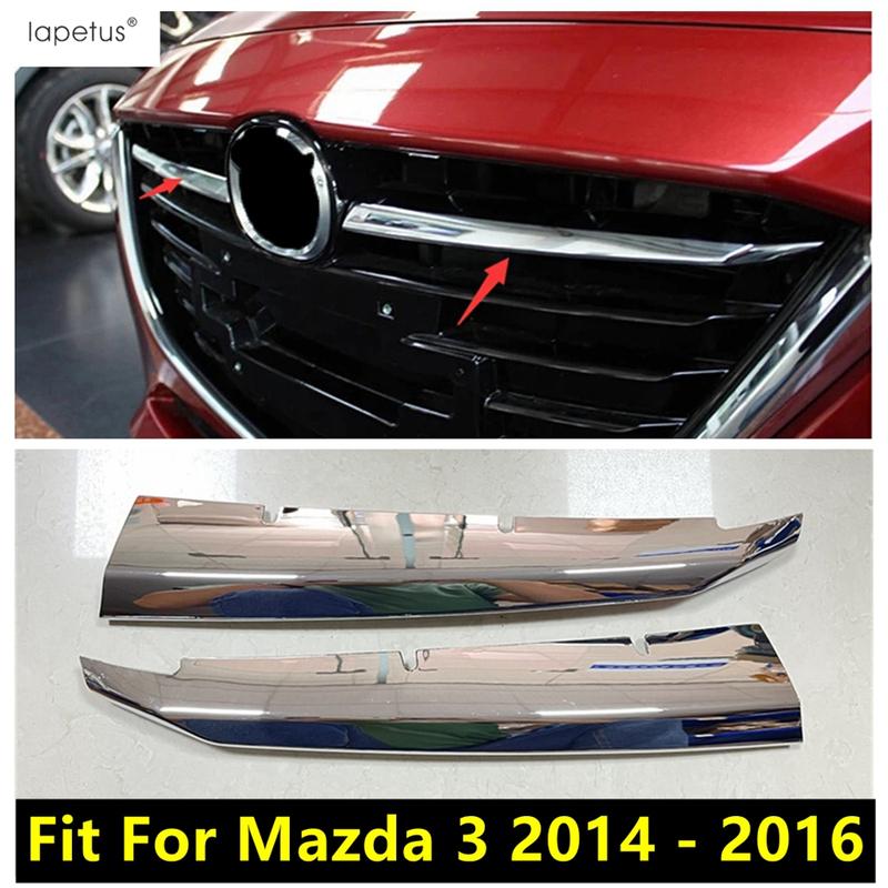 Car Front Middle Grille Grill Strip Decoration Molding Cover Trim ABS Chrome Accessories Exterior Kit For Mazda 3 2014 2015 2016