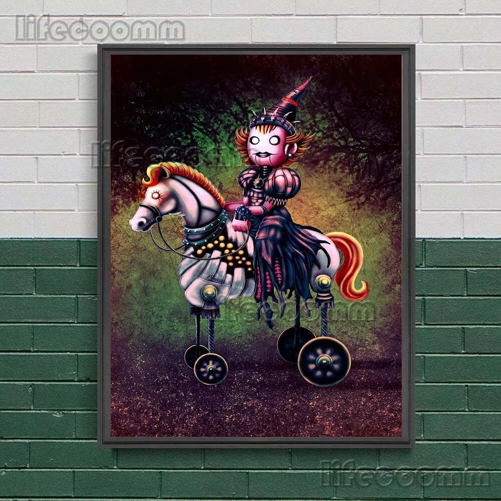 Horrible Clown Box And The Banshees Wail Vintage Wall Art Canvas Painting Puppet Knights Controlled By Witchcraft Poster Print No Frame