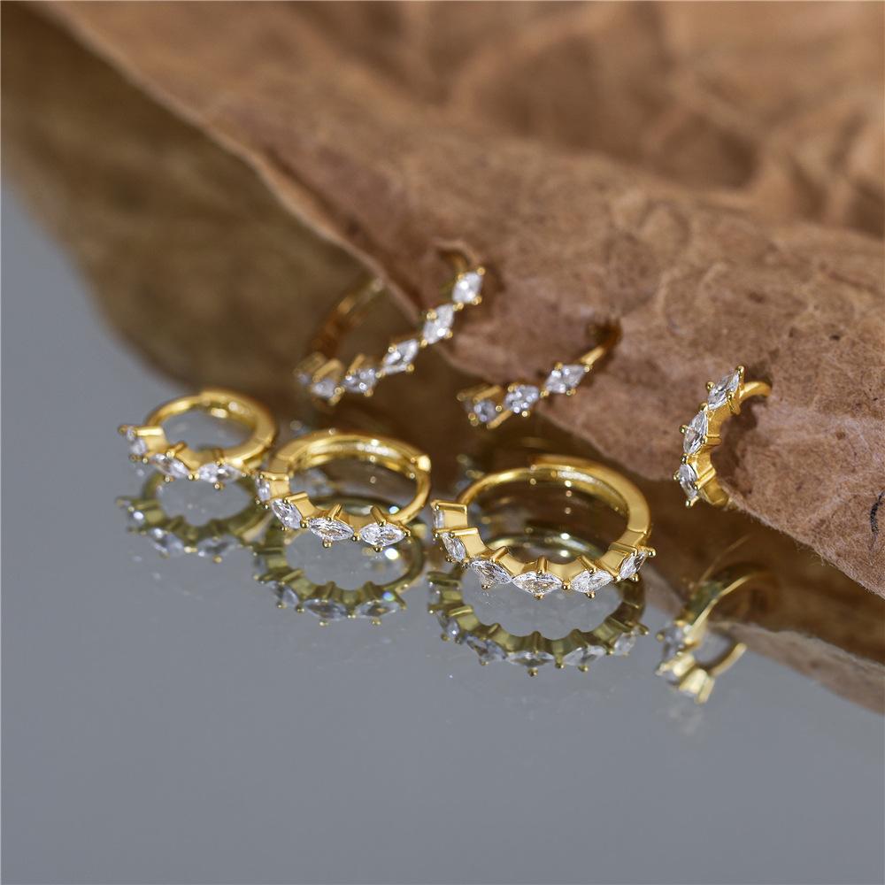 925 Silver Earring Fine Jewelry Real 925 Sterling Silver 18k Gold Plated Luxury Zircon Hoop Earrings Jewelry Women