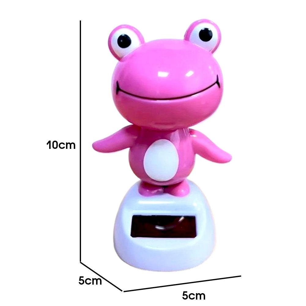 Solar Powered Dancing P-ink Frog Car Dashboard Decoration Shake Head Frog Car Swinging Bobble Head Frog Auto Interior Ornaments