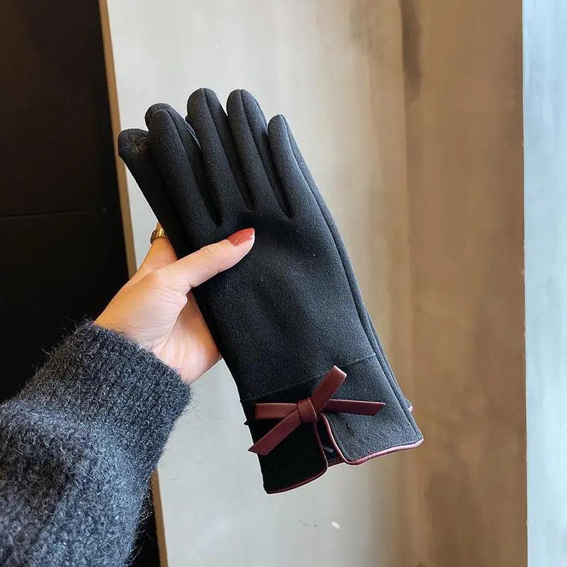 Women's Gloves Winter Warm Thickened Velvet Windproof Gloves Autumn Driving Cold Proof And Warm Touch Screen Split Finger