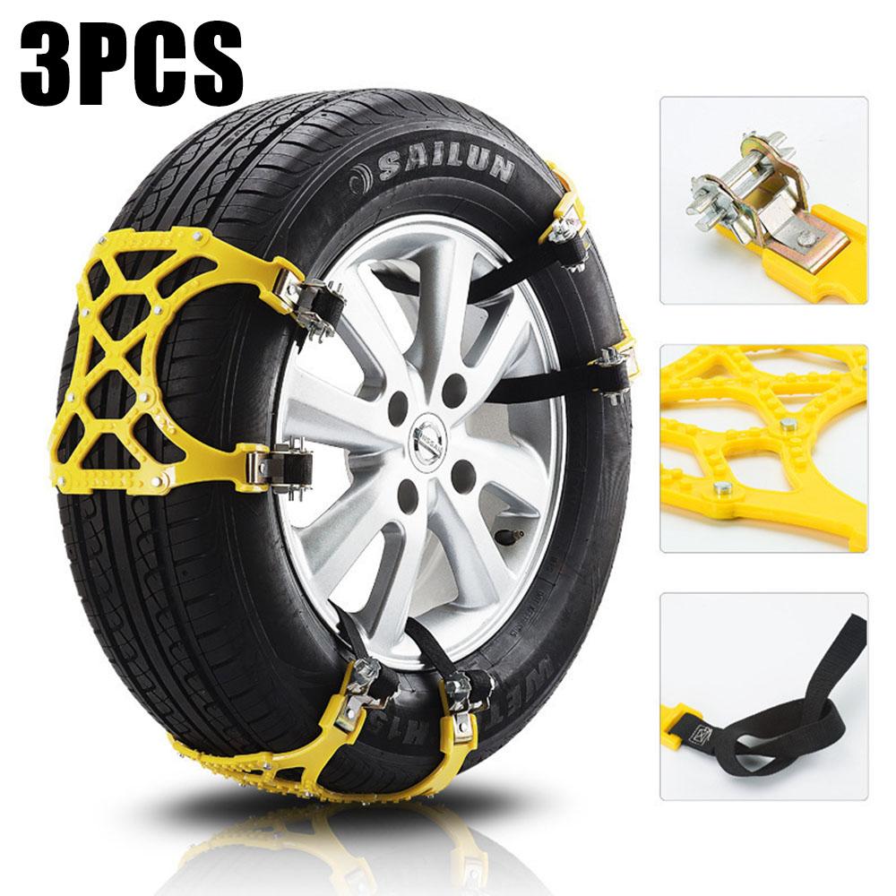 

3pcs Car Snow Tire Chains TPU Mud Tyre Wheels Thick Anti-Skid Belt for Car Trucks/SUV/ATV Outdoor Camping Tourism Supplies жовтий